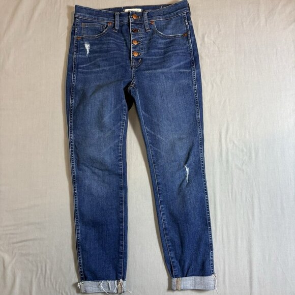 Madewell 10" High Rise Skinny Jeans Women's Size 27P Stretch Denim 28x23 Crop - Picture 1 of 8